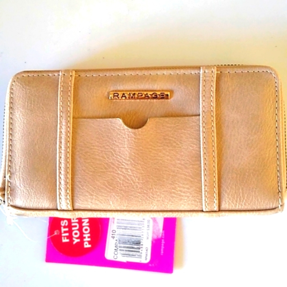 Rmpage Zip Around Wallet with Front Pocket, Tan, NWT